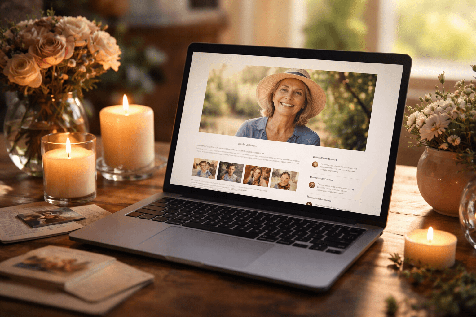 Online Memorial on Laptop